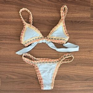 Stylish Blue and Tan Bikini